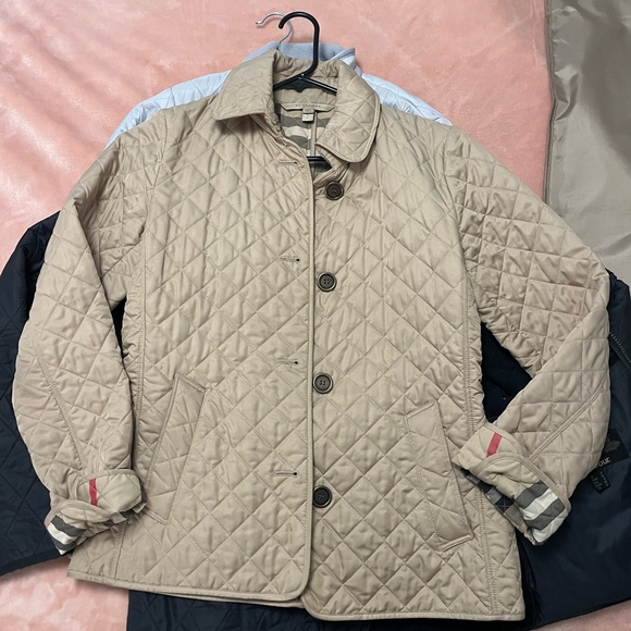 Burberry Check Lined Quilted Utility Jacket Beige